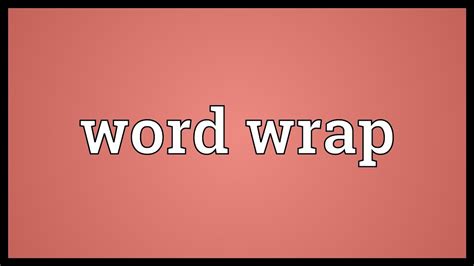 wrap meaning slang